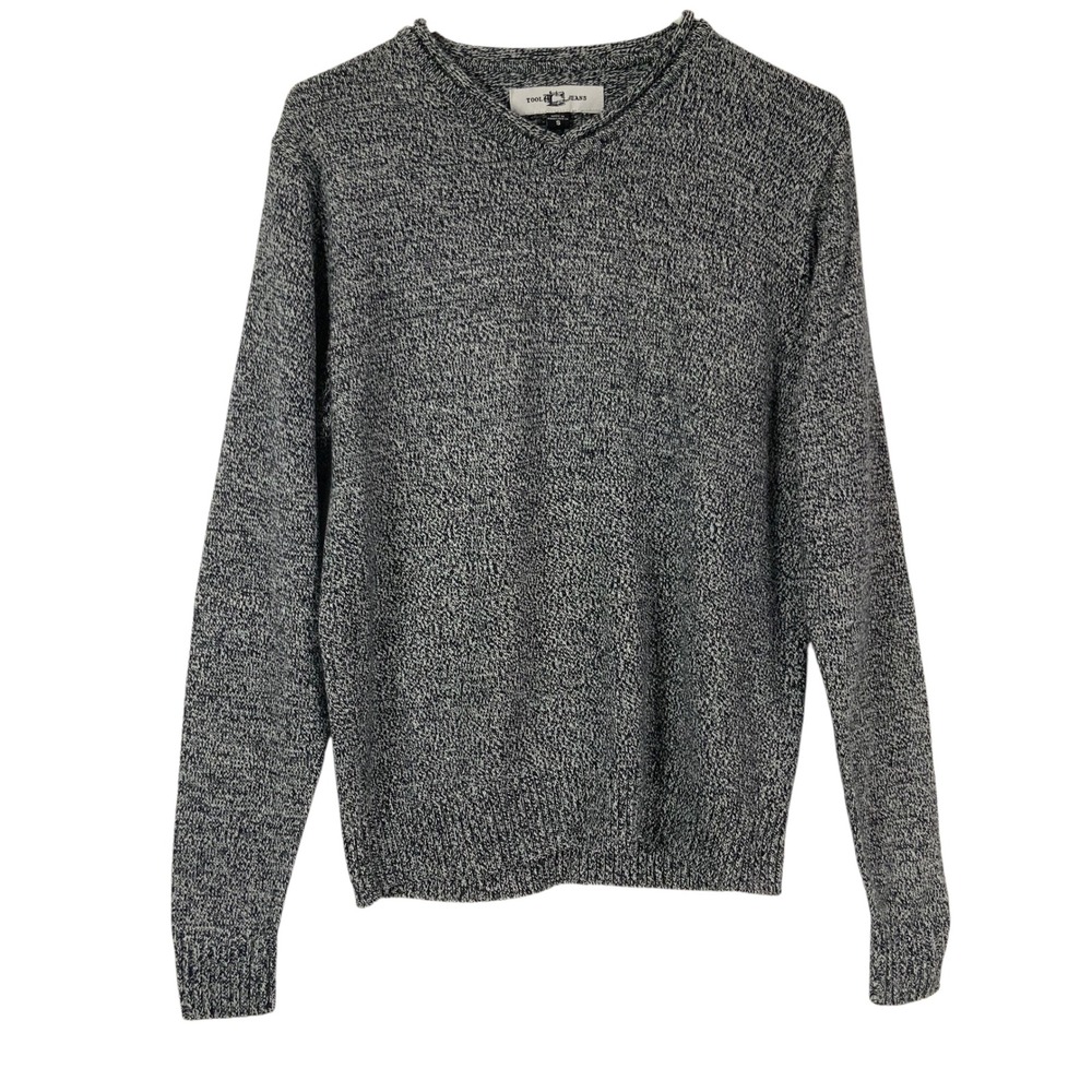 TOOL JEANS Men's Speckled V-Neck Long Sleeve Sweater Size S Gray Acrylic
